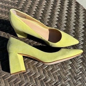 Marc Fisher Zala Pointed Tow Pump with Flared Block Heel - Size 9.5 Yellow